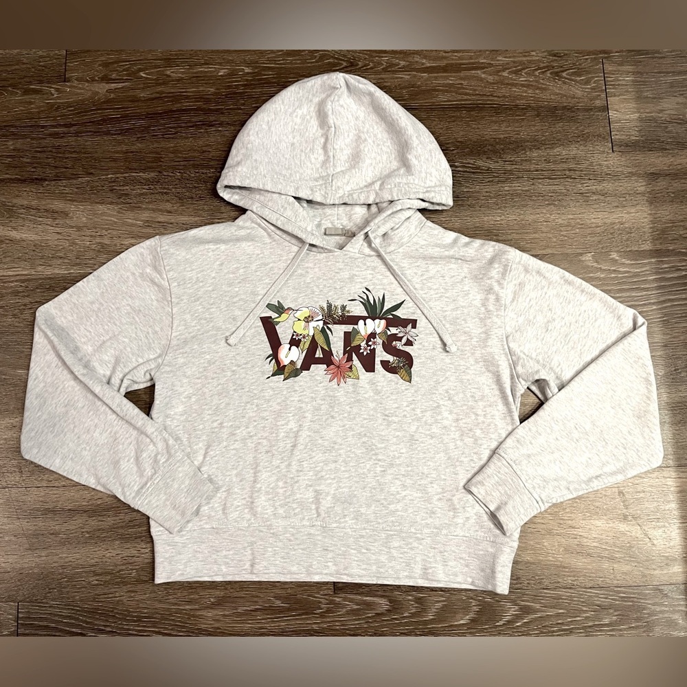 Vans | Light Gray Hoodie with Floral Design Size Small
